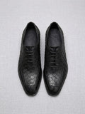 Chaussures homme cuir formelles motif écaille de dragon style British derby Noir - IVOIRART.COM