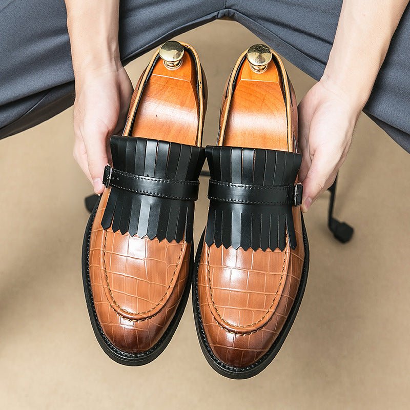 Chaussures homme décontractées style britannique en cuir synthétique à pampilles - IVOIRART.COM