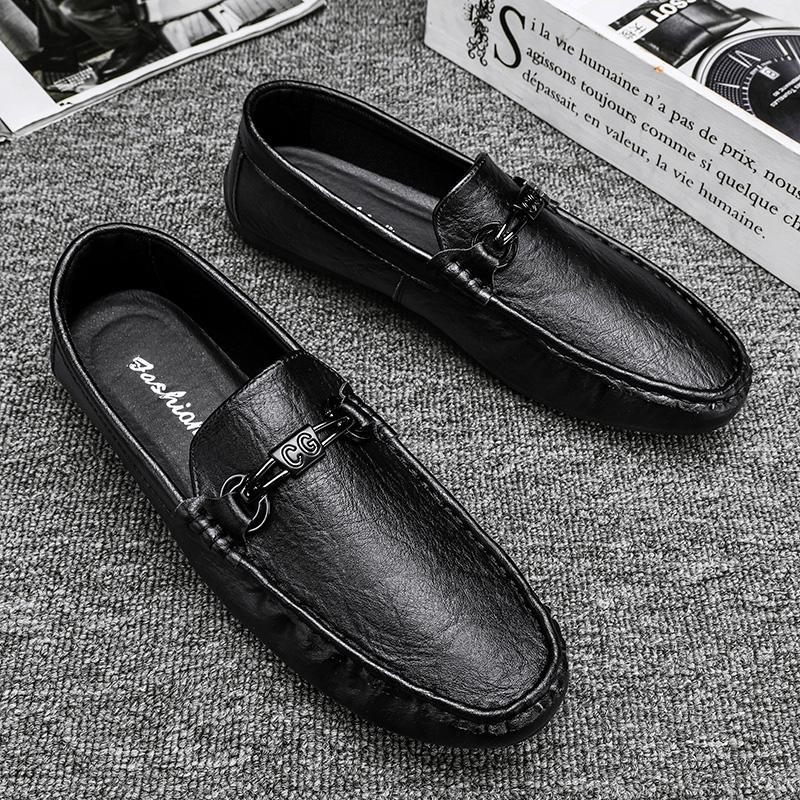 Chaussures homme élégantes décontractées à enfiler en cuir PU semelle caoutchouc - IVOIRART.COM