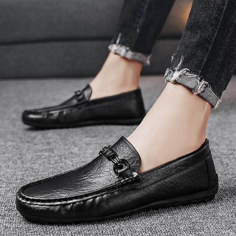 Chaussures homme élégantes décontractées à enfiler en cuir PU semelle caoutchouc - IVOIRART.COM