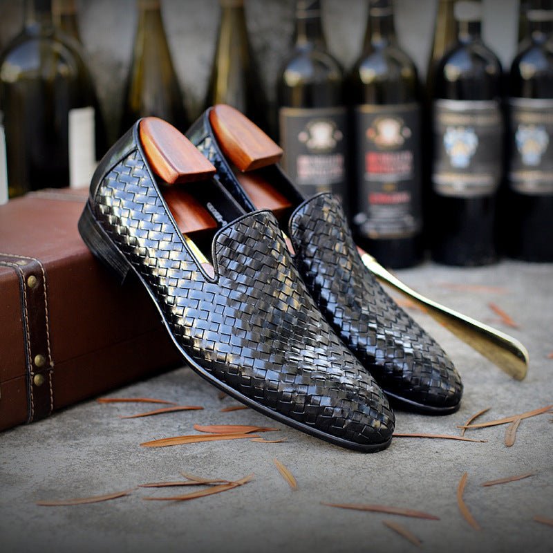 Chaussures homme en cuir tressé pleine fleur- style business, semelle caoutchouc - IVOIRART.COM
