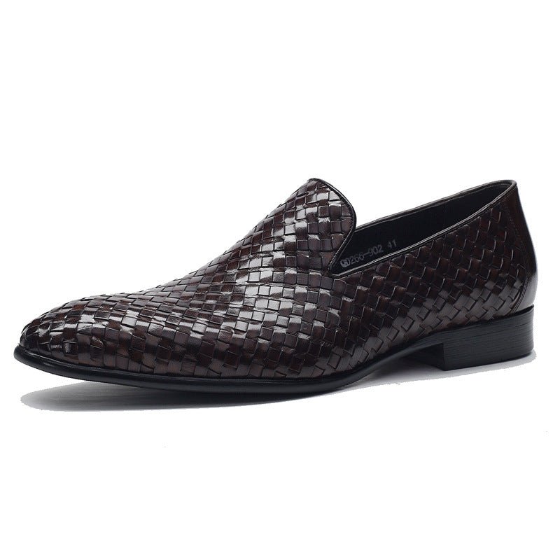 Chaussures homme en cuir tressé pleine fleur- style business, semelle caoutchouc - IVOIRART.COM