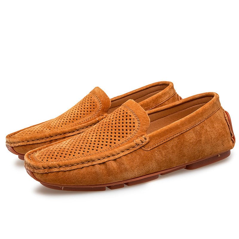 Chaussures homme été en cuir véritable respirant, semelle cousue en caoutchouc - IVOIRART.COM