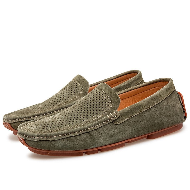 Chaussures homme été en cuir véritable respirant, semelle cousue en caoutchouc - IVOIRART.COM
