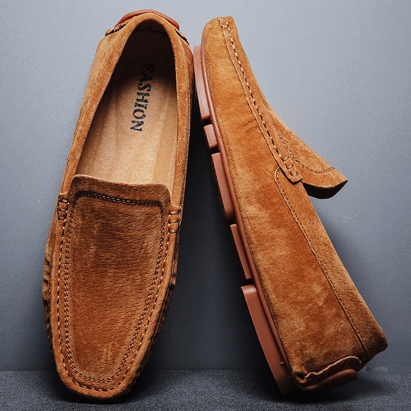 Chaussures homme été en cuir véritable respirant, semelle cousue en caoutchouc - IVOIRART.COM