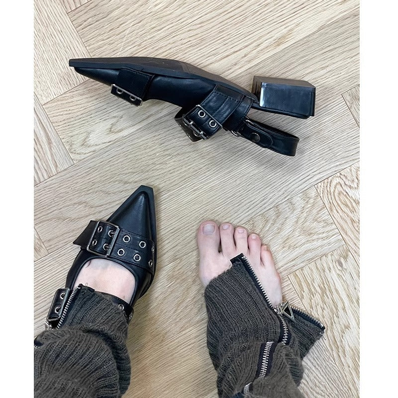 Chaussures Mary Jane à bout pointu style français coréen, doux et frais, talon épais - IVOIRART.COM