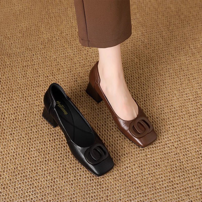 Chaussures Mary Jane en Cuir Polyvalentes pour Femme à Talons Hauts Élégants - IVOIRART.COM