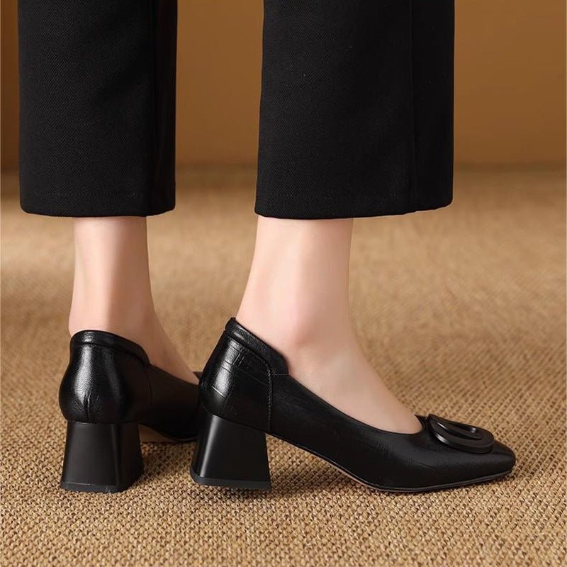 Chaussures Mary Jane en Cuir Polyvalentes pour Femme à Talons Hauts Élégants - IVOIRART.COM
