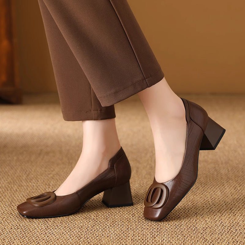 Chaussures Mary Jane en Cuir Polyvalentes pour Femme à Talons Hauts Élégants - IVOIRART.COM