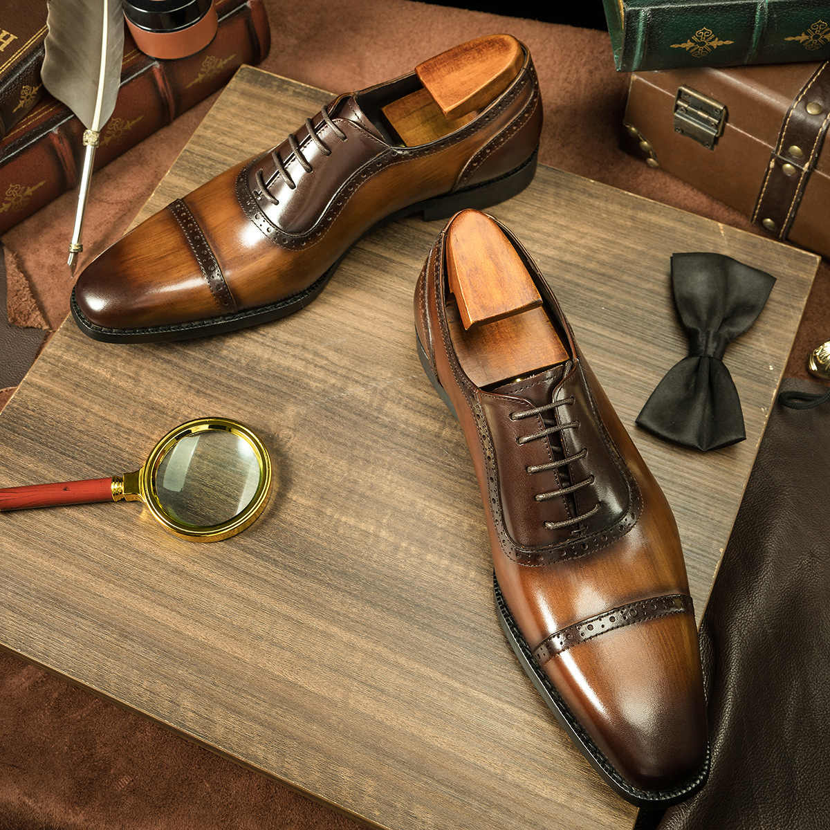 Chaussures Oxford en cuir style britannique pour homme, business, antidérapantes. - IVOIRART.COM
