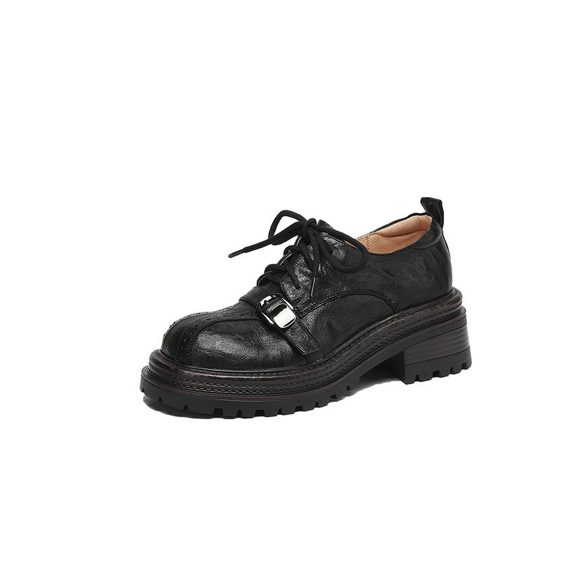 Chaussures Oxford Plates en Peau de Mouton pleine fleur faites main pour Femme - IVOIRART.COM