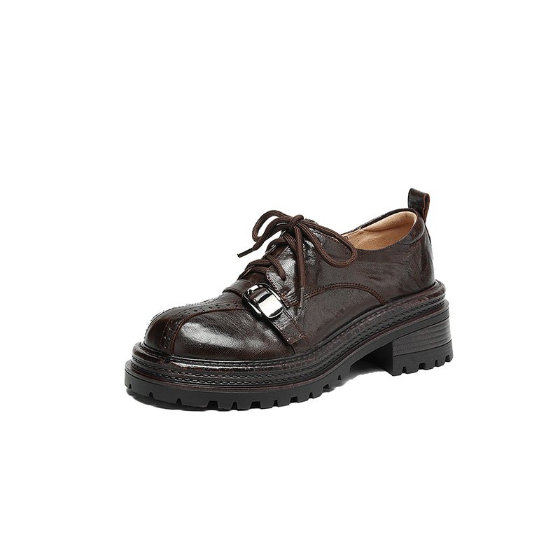 Chaussures Oxford Plates en Peau de Mouton pleine fleur faites main pour Femme - IVOIRART.COM