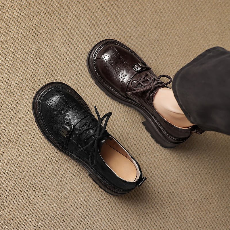 Chaussures Oxford Plates en Peau de Mouton pleine fleur faites main pour Femme - IVOIRART.COM