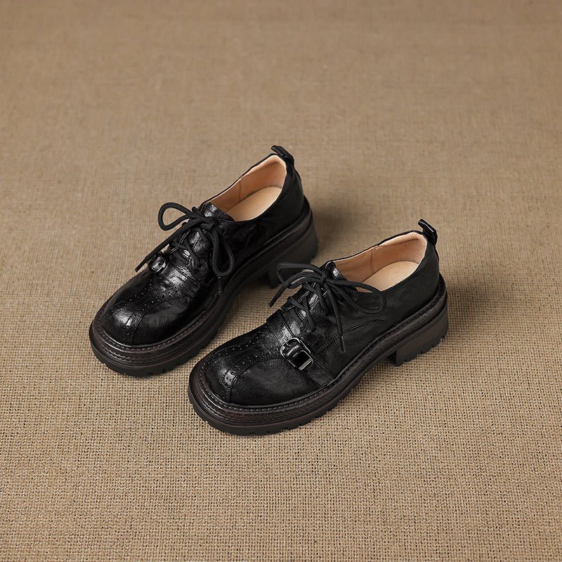Chaussures Oxford Plates en Peau de Mouton pleine fleur faites main pour Femme - IVOIRART.COM