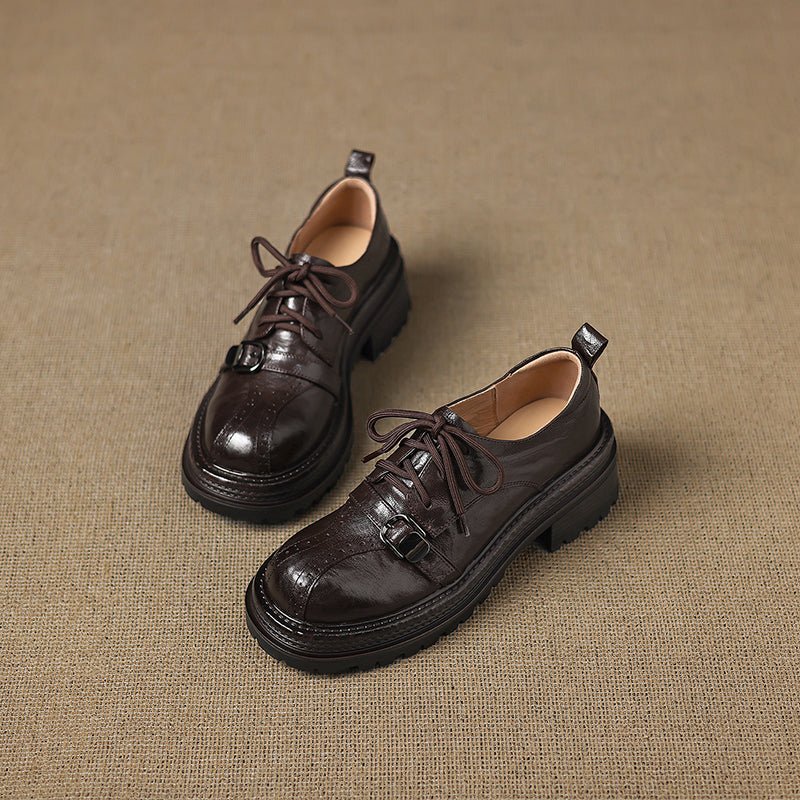 Chaussures Oxford Plates en Peau de Mouton pleine fleur faites main pour Femme - IVOIRART.COM