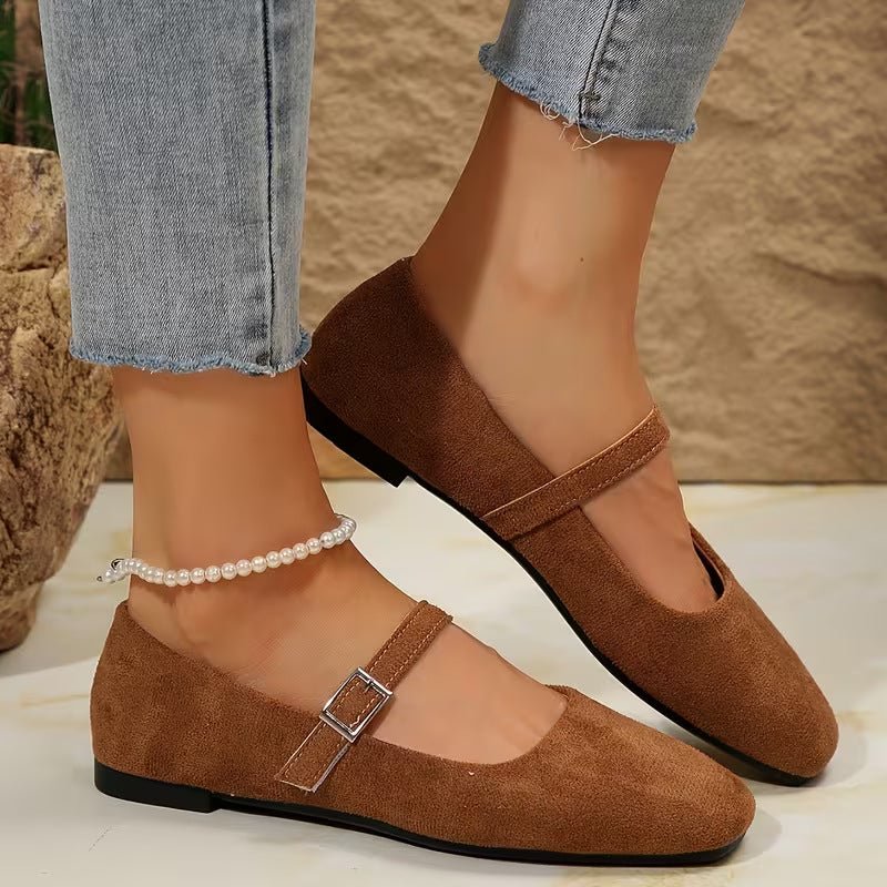 Chaussures plates Mary Jane vintage en cuir véritable avec semelle en caoutchouc - IVOIRART.COM
