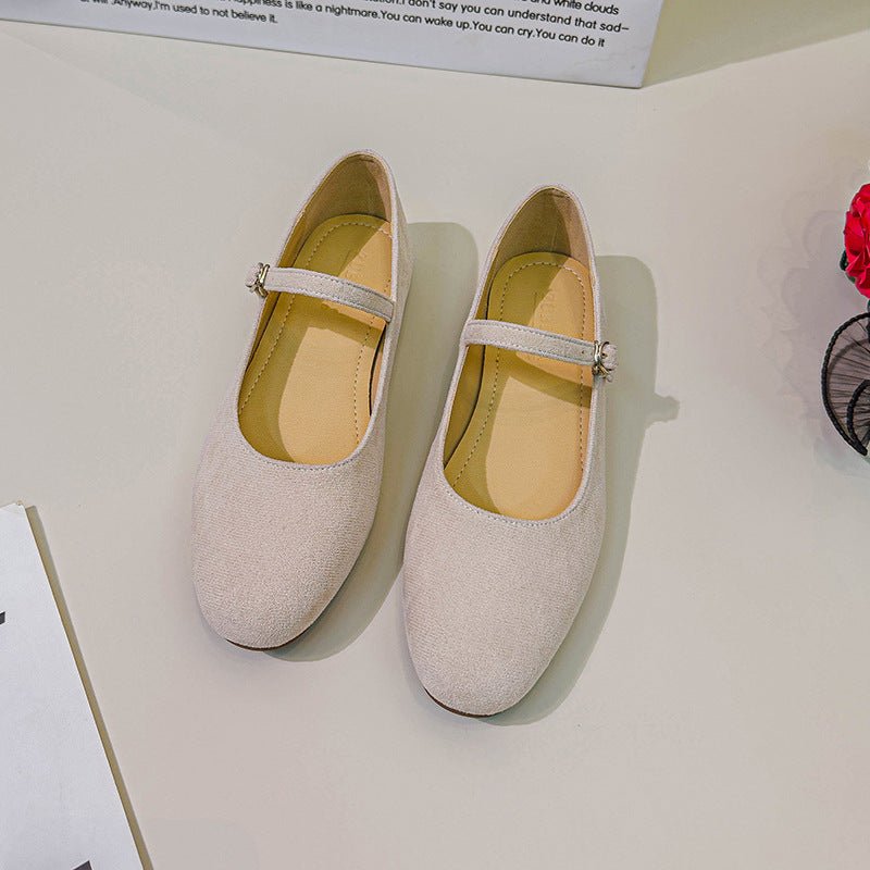 Chaussures plates Mary Jane vintage en cuir véritable avec semelle en caoutchouc - IVOIRART.COM