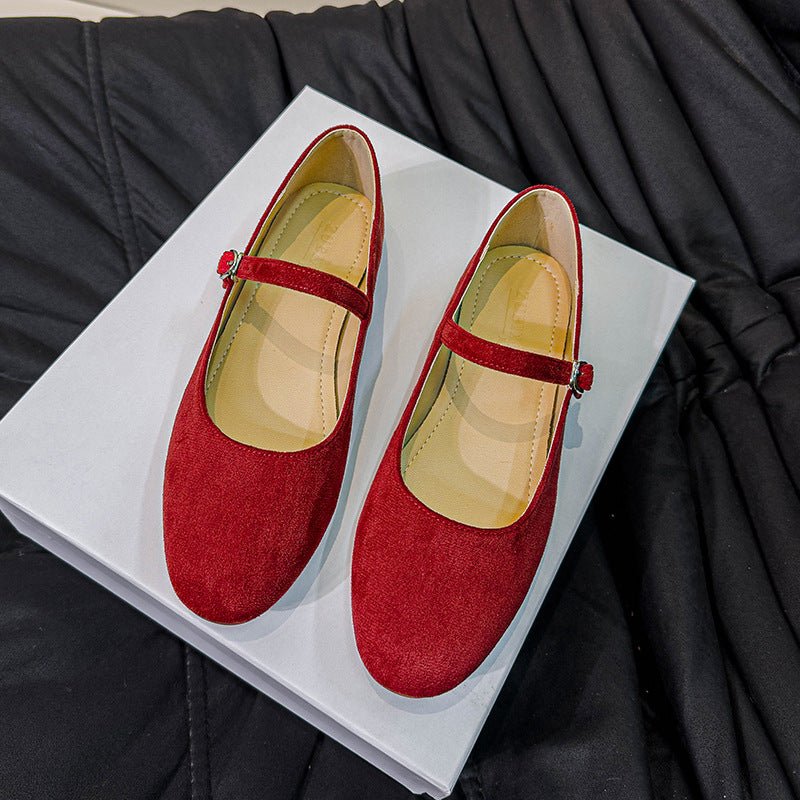 Chaussures plates Mary Jane vintage en cuir véritable avec semelle en caoutchouc - IVOIRART.COM