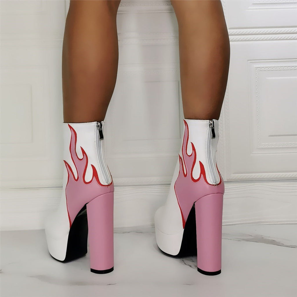 Chaussures Sexy Flamme Talons Épais Très Hauts Grande Taille Pour Boîte De Nuit - IVOIRART.COM