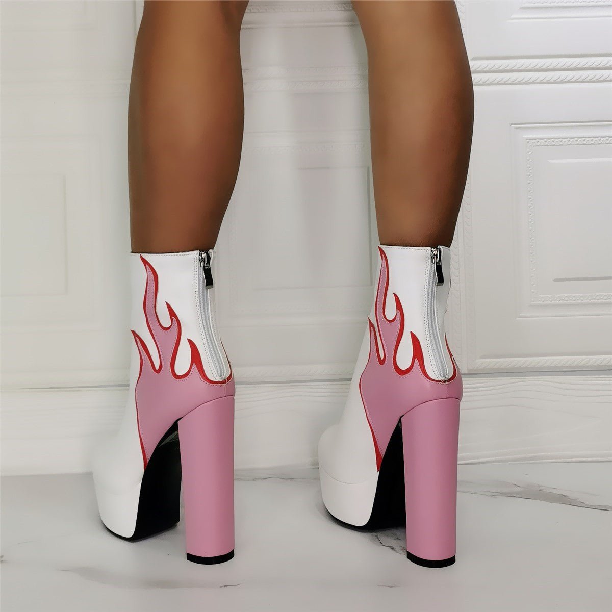 Chaussures Sexy Flamme Talons Épais Très Hauts Grande Taille Pour Boîte De Nuit - IVOIRART.COM