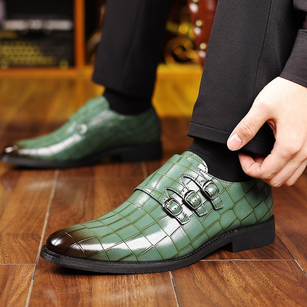 Chaussures utilitaires pour hommes en cuir à bout pointu avec boucle décontractée - IVOIRART.COM