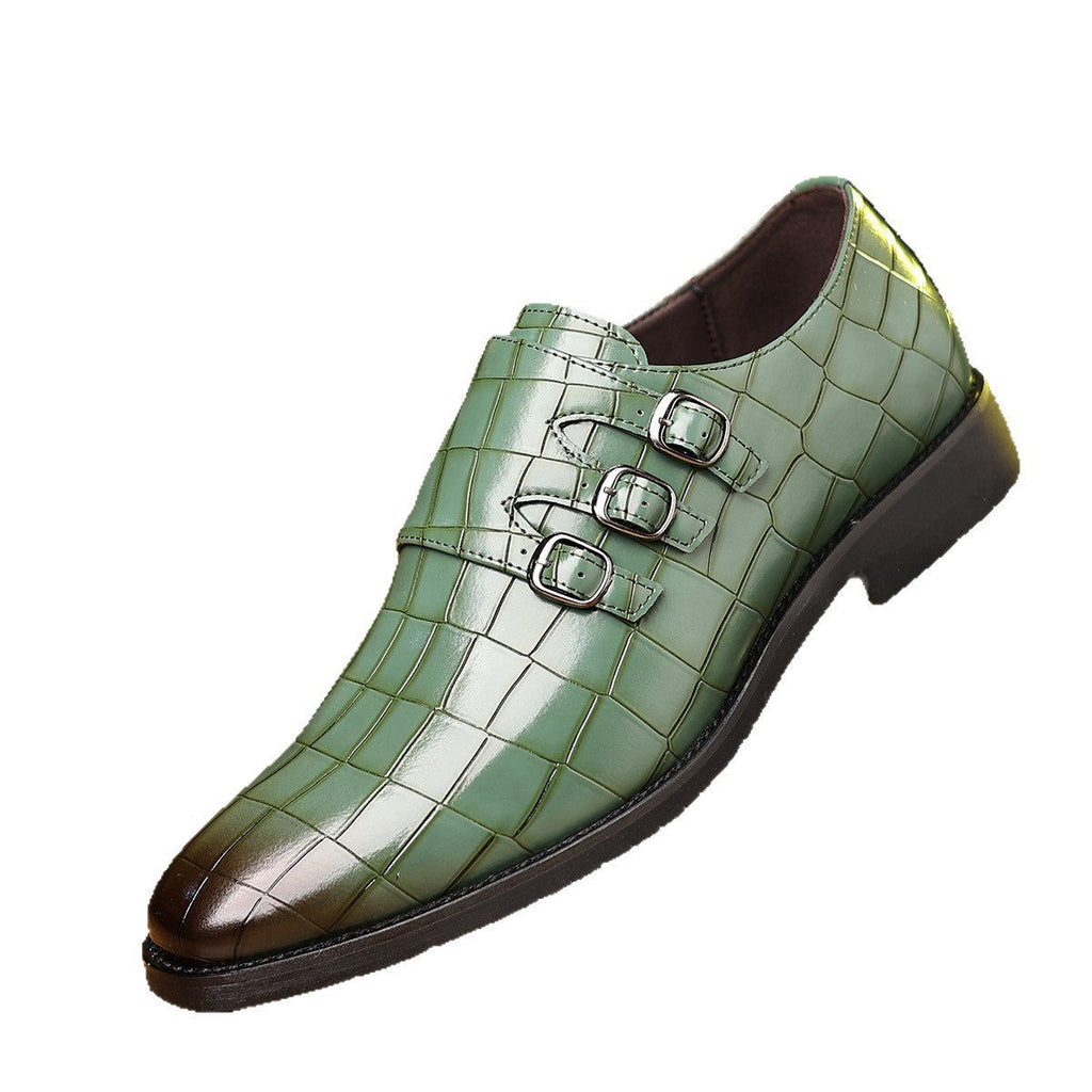 Chaussures utilitaires pour hommes en cuir à bout pointu avec boucle décontractée - IVOIRART.COM