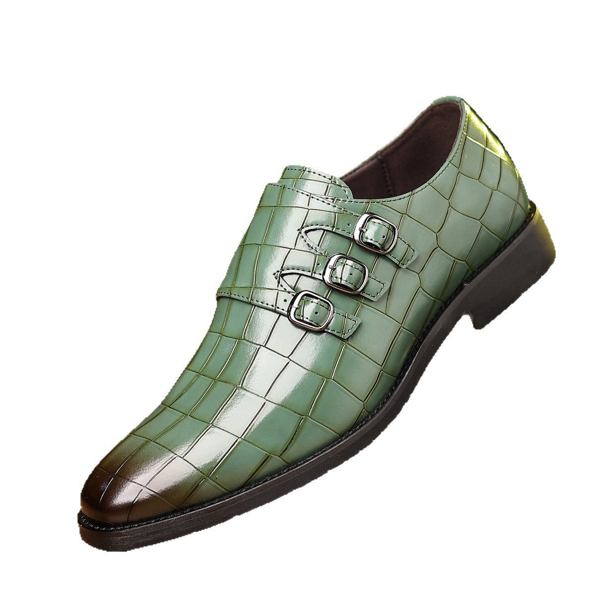 Chaussures utilitaires pour hommes en cuir à bout pointu avec boucle décontractée - IVOIRART.COM