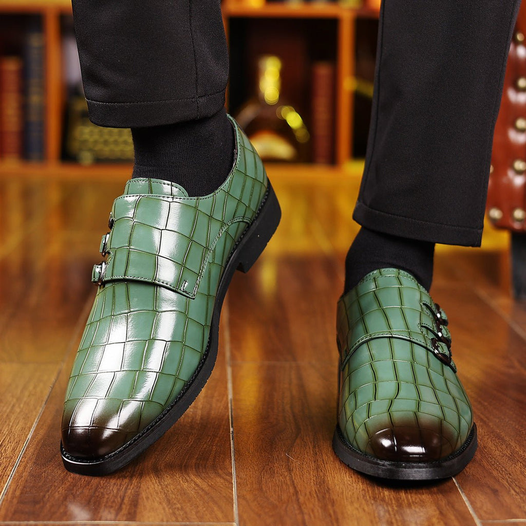 Chaussures utilitaires pour hommes en cuir à bout pointu avec boucle décontractée - IVOIRART.COM