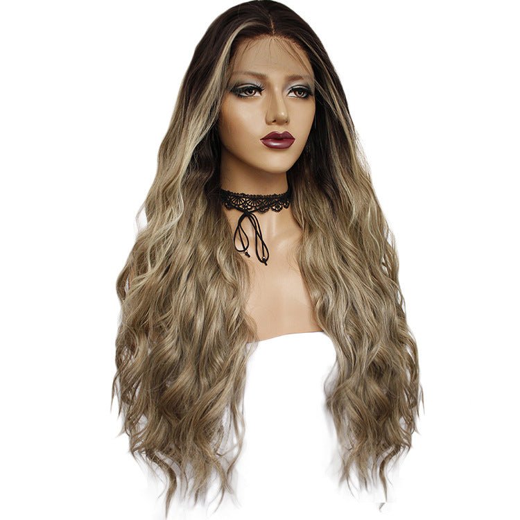 Chemical fiber front lace gradient long curly wig - IVOIRART.COM