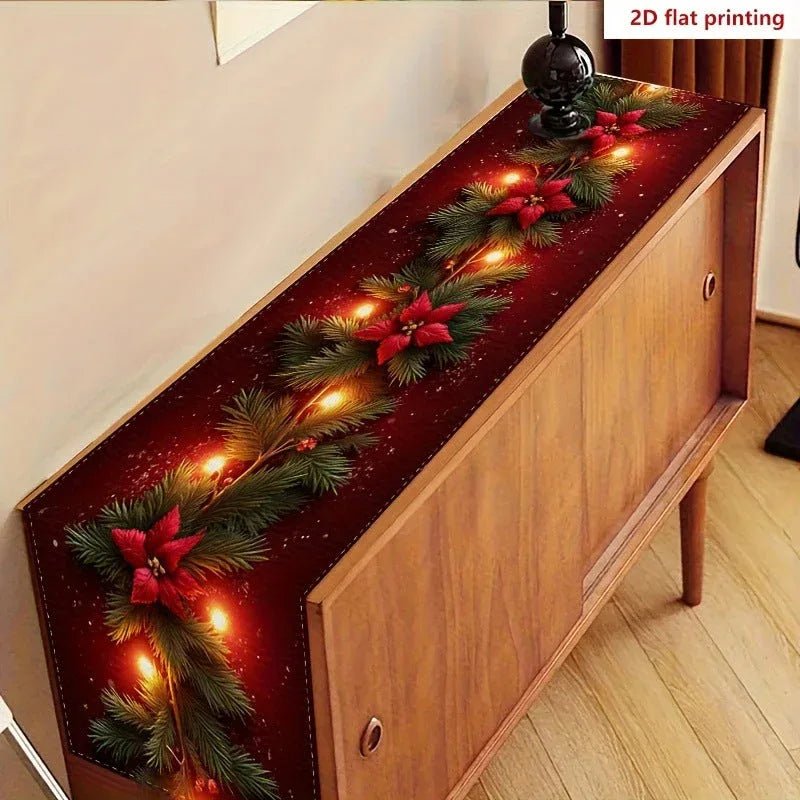 Chemin de Table Imprimé Thème Noël Décoratif 33 x 183 cm Polyester - IVOIRART.COM