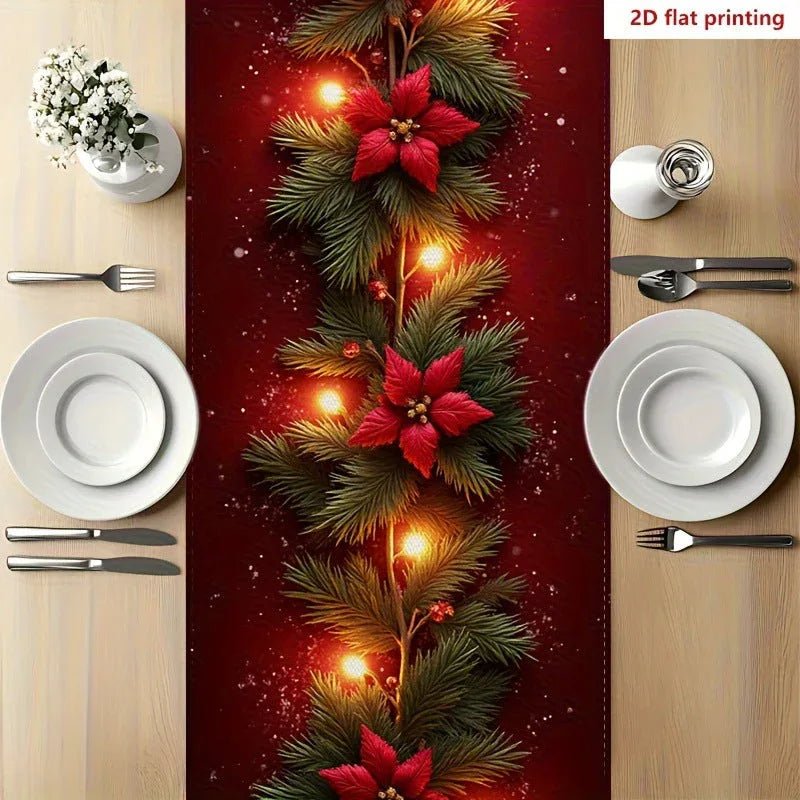 Chemin de Table Imprimé Thème Noël Décoratif 33 x 183 cm Polyester - IVOIRART.COM