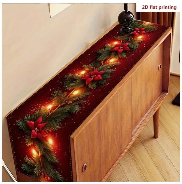 Chemin de Table Imprimé Thème Noël Décoratif 33 x 183 cm Polyester - IVOIRART.COM