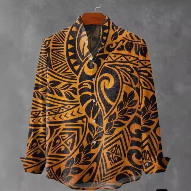 Chemise à Manches Longues Homme, Col Montant, Motif à Carreaux, Style Décontracté - IVOIRART.COM