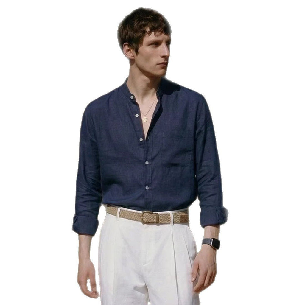Chemise ample en lin uni pour homme, coupe décontractée et style smart-casual - IVOIRART.COM