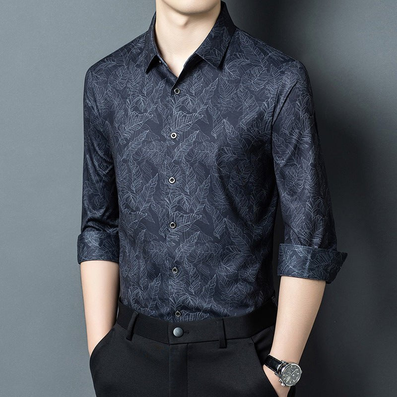 Chemise décontractée homme en soie glacée infroissable, manches longues, élégante - IVOIRART.COM