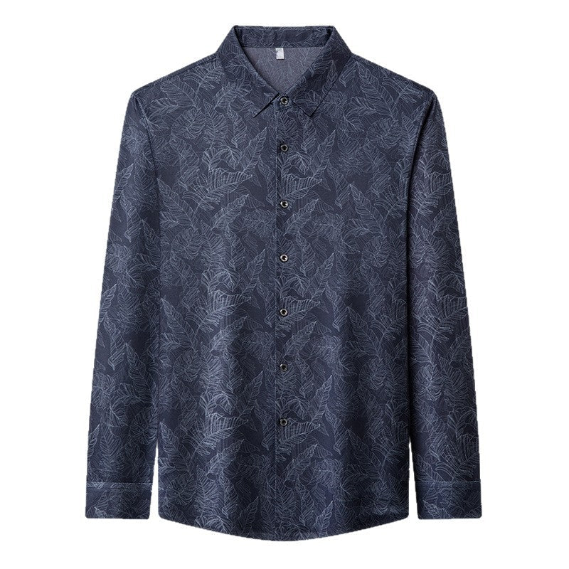 Chemise décontractée homme en soie glacée infroissable, manches longues, élégante - IVOIRART.COM