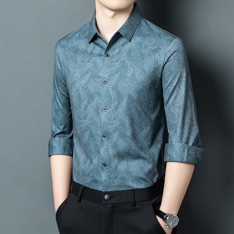 Chemise décontractée homme en soie glacée infroissable, manches longues, élégante - IVOIRART.COM