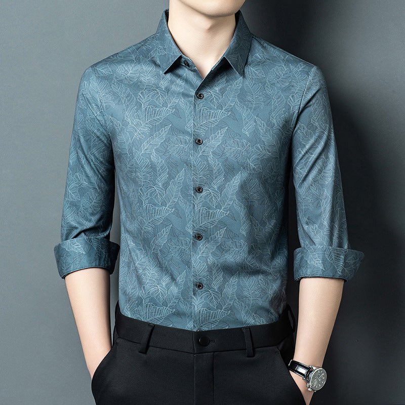 Chemise décontractée homme en soie glacée infroissable, manches longues, élégante - IVOIRART.COM