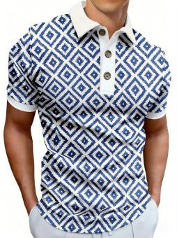Chemise Homme à Manches Courtes Sportive-Casual Imprimé Numérique 3D Géométrique - IVOIRART.COM