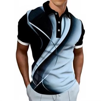 Chemise Homme à Manches Courtes Sportive-Casual Imprimé Numérique 3D Géométrique - IVOIRART.COM