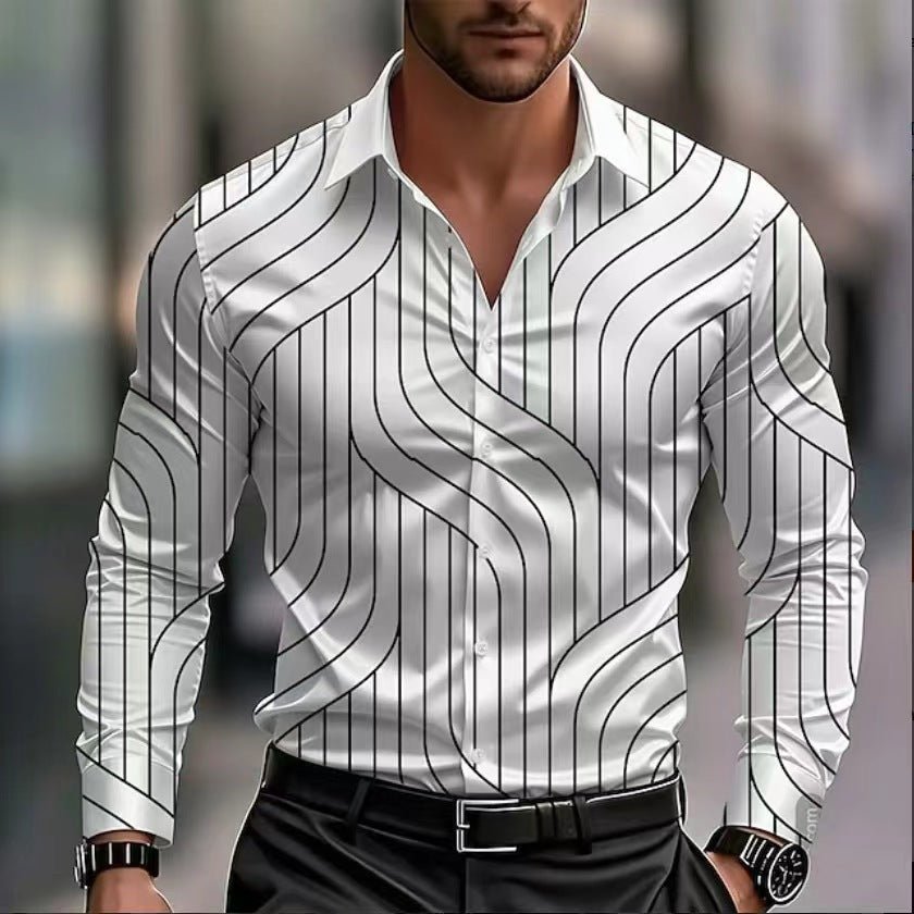Chemise Homme Manches Longues Décontractée Respirante Col Revers 80 Caractères - IVOIRART.COM