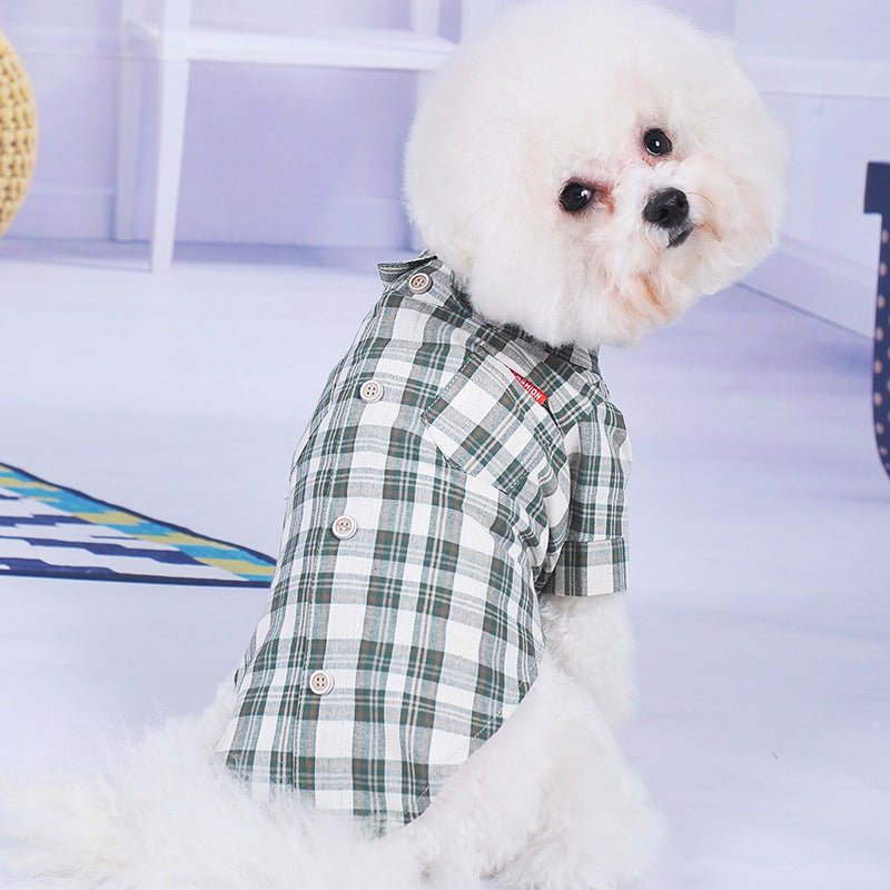 Chemise pour Petit Chien d'Été avec Double Poche Diagonale en Tissu Fin - IVOIRART.COM