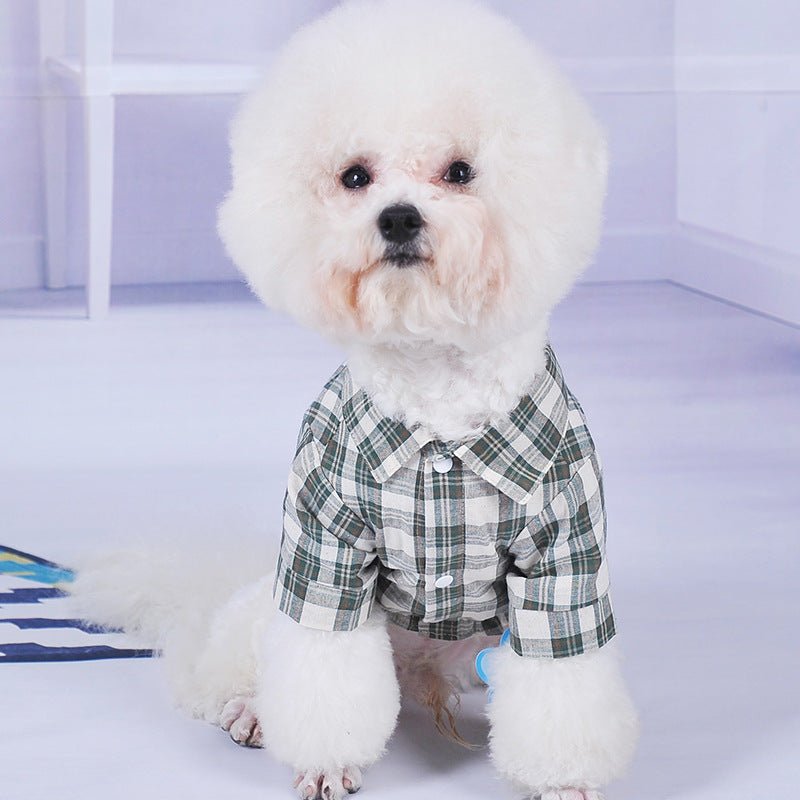 Chemise pour Petit Chien d'Été avec Double Poche Diagonale en Tissu Fin - IVOIRART.COM