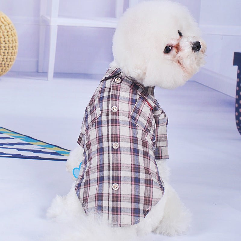 Chemise pour Petit Chien d'Été avec Double Poche Diagonale en Tissu Fin - IVOIRART.COM