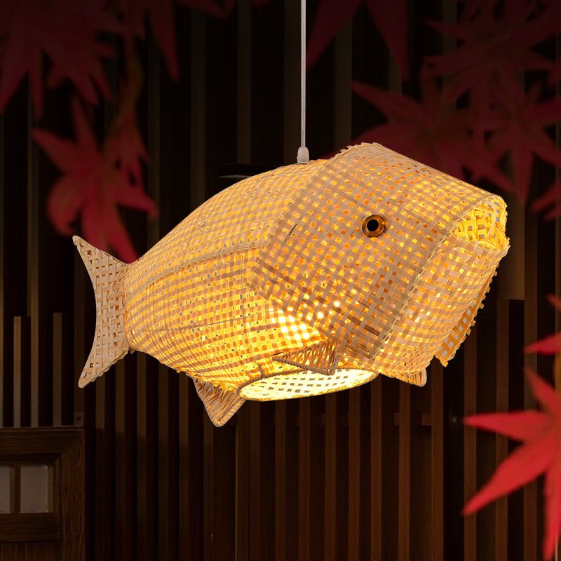 Chinese Style Handmade Bamboo Fish-shaped Chandelier for Home Restaurant DecorCo - IVOIRART.COM