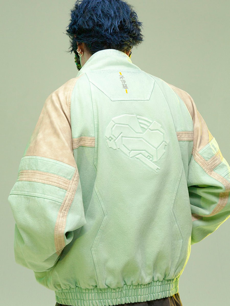 Chinese Style Leather Patchwork Washed Thickened Short Jacket - IVOIRART.COM