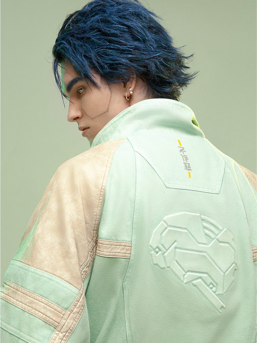 Chinese Style Leather Patchwork Washed Thickened Short Jacket - IVOIRART.COM