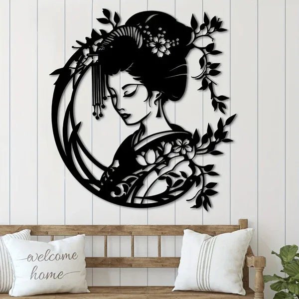 CIFbuy Décoration Murale en Fer Forgé Japonais Vintage Zen pour Porche Jardin Patio Salon Chambre Bureau - IVOIRART.COM