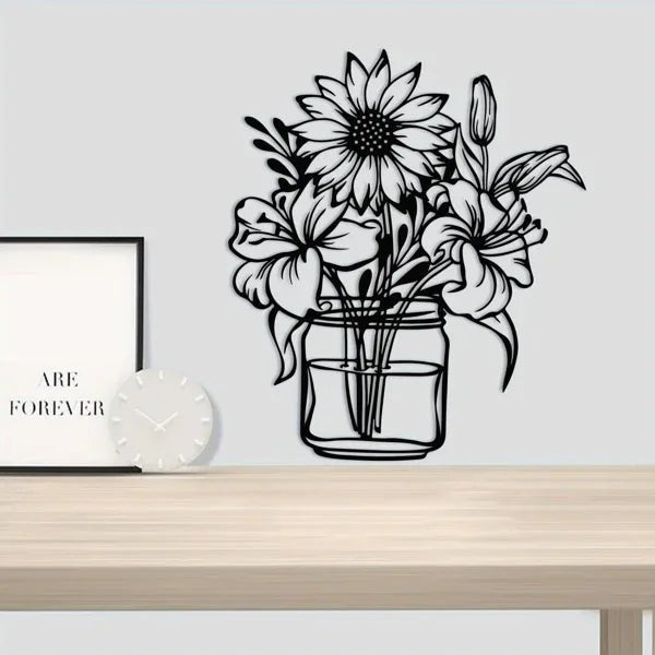 CIFbuy Décoration Murale Vase de Tournesols et Lys en Aluminium pour Maison Champêtre - IVOIRART.COM