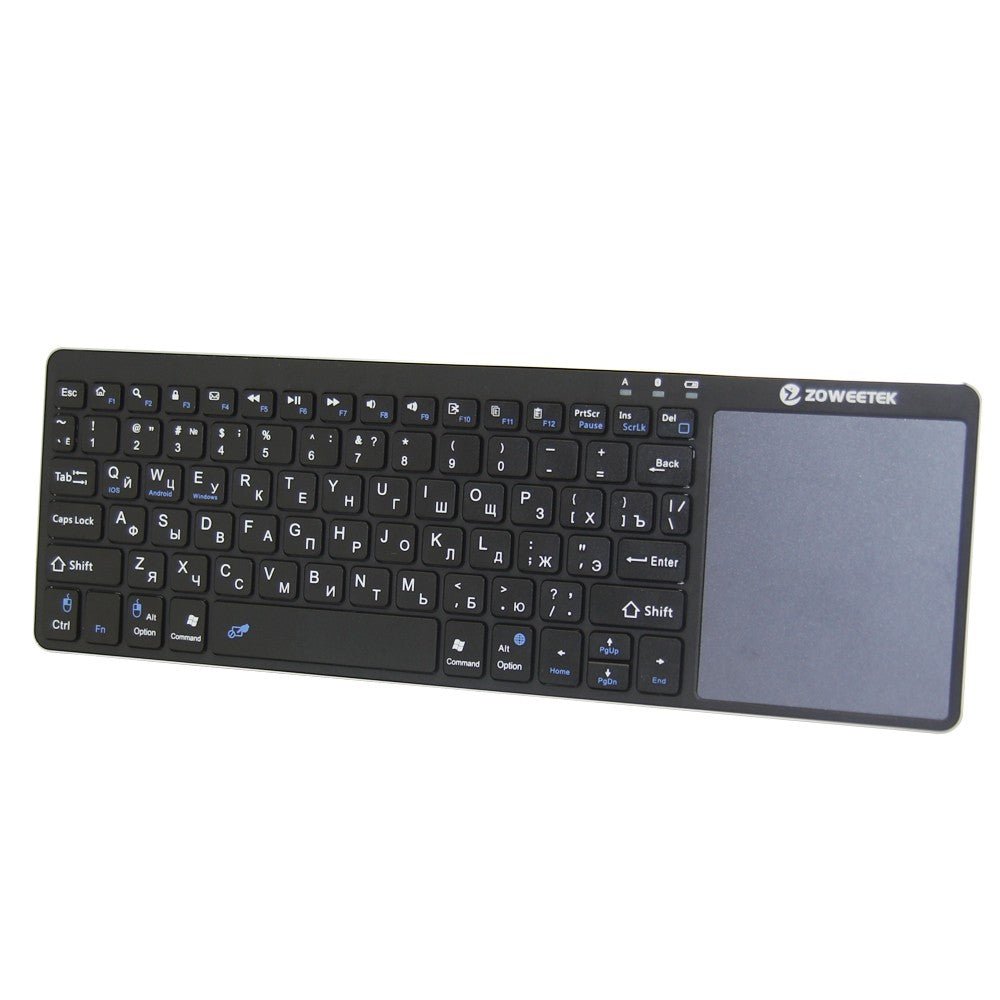 Clavier Bluetooth Mini Zoweetek k12bt-1 Sans Fil avec Pavé Tactile Russe Anglais Espagnol pour TV, PC, Android, Téléphone - IVOIRART.COM